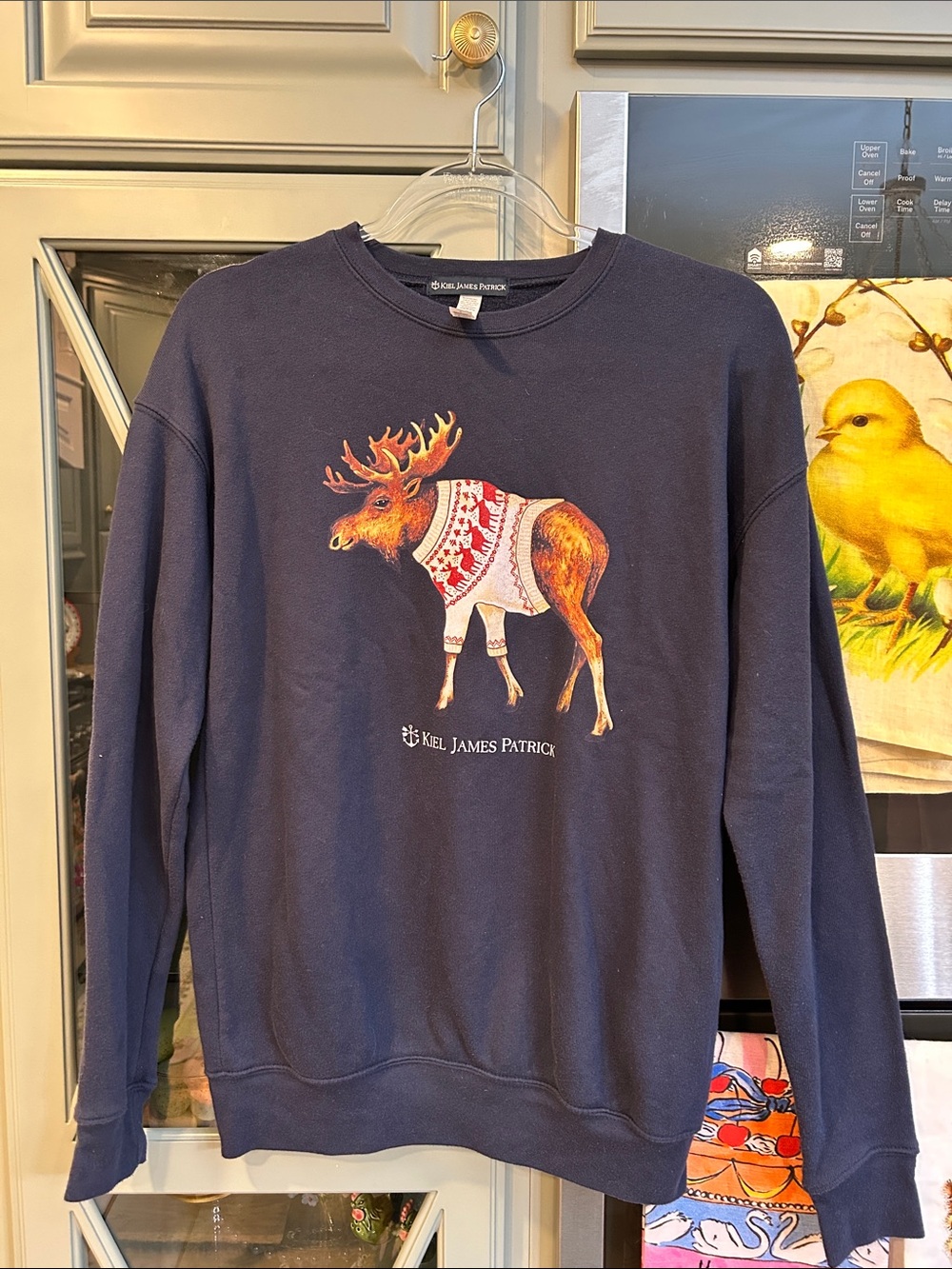 Kiel James Patrick Navy Moose Sweatshirt Small
